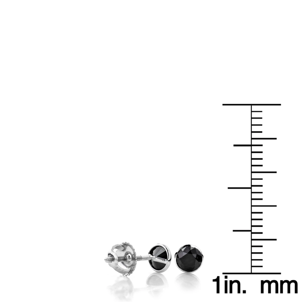 14K White Gold Round Black Diamond Stud Earrings Bezel 1/2ct 6 14K White Gold Round Black Diamond Stud Earrings Bezel 1/2ct - Image 6