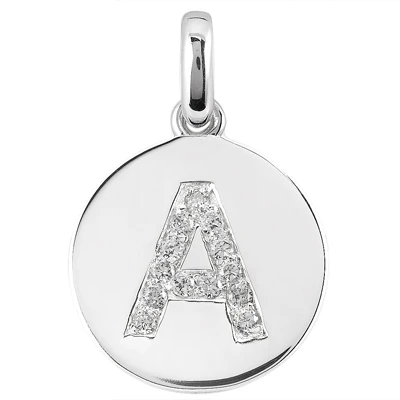 14K White Gold Round Diamond Alphabet Pendant 0.26ct 1 14K White Gold Round Diamond Alphabet Pendant 0.26ct