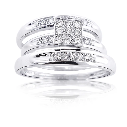 14K White Gold Round Diamond Bridal Ring Set 0.60ct 1 14K White Gold Round Diamond Bridal Ring Set 0.60ct