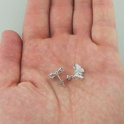 14K White Gold Round Diamond Butterfly Earrings For Women 0.50ct 2 14K White Gold Round Diamond Butterfly Earrings For Women 0.50ct - Image 2