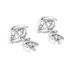 14K White Gold Round Diamond Cluster Earrings Studs 1.5ct By Luxurman -Urban Jewels Shop 14k gold round diamond cluster earrings studs 16ct by luxurman backwh