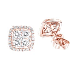 14K White Gold Round Diamond Cluster Earrings Studs 1.5ct By Luxurman -Urban Jewels Shop 14k gold round diamond cluster earrings studs 16ct by luxurman ro