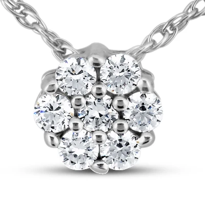 14K White Gold Round Diamond Cluster Pendant 0.14ct 1 14K White Gold Round Diamond Cluster Pendant 0.14ct