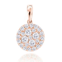 14K Yellow Gold Round Diamond Cluster Pendant For Women 0.88ct -Urban Jewels Shop 14k gold round diamond cluster pendant for women 088ct ro
