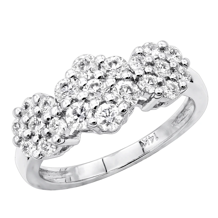 14K White Gold Round Diamond Cluster Ring Flower 0.78ct 1 14K White Gold Round Diamond Cluster Ring Flower 0.78ct
