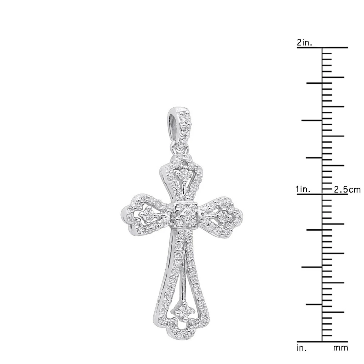 14K White Gold Round Diamond Cross Necklace 0.70ct 8 14K White Gold Round Diamond Cross Necklace 0.70ct - Image 8