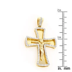 14K Yellow Gold Round Diamond Cross Pendant 1.2ct -Urban Jewels Shop 14k gold round diamond cross necklace 141ct p 26530 rulerye
