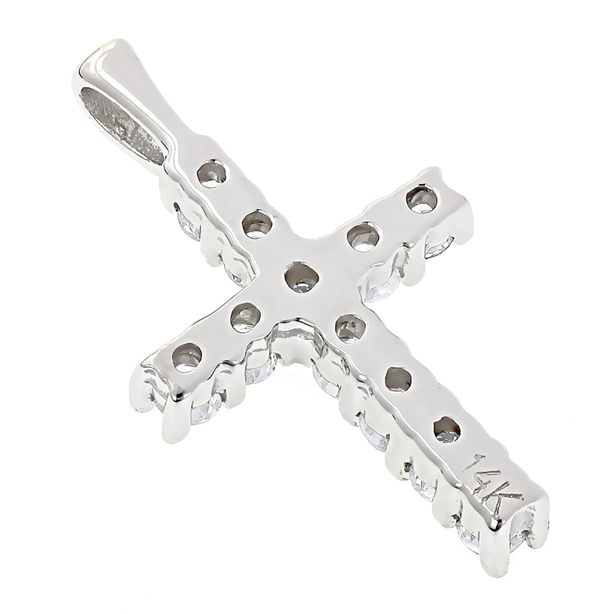 14K White Gold Round Diamond Cross Pendant 0.33ct 10mm 4 14K White Gold Round Diamond Cross Pendant 0.33ct 10mm - Image 4