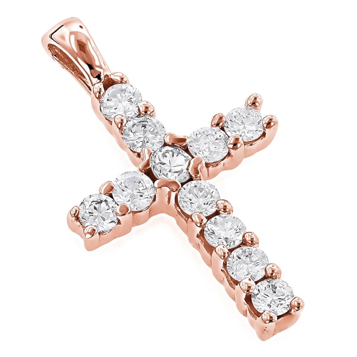 14K White Gold Round Diamond Cross Pendant 0.33ct 10mm 3 14K White Gold Round Diamond Cross Pendant 0.33ct 10mm - Image 3