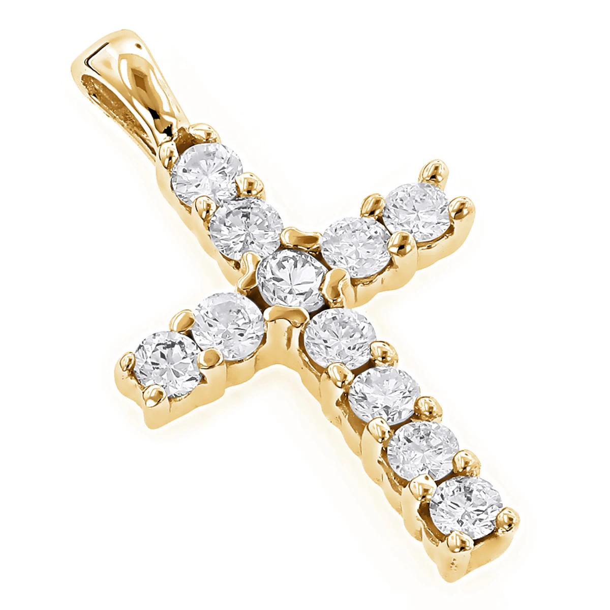 14K White Gold Round Diamond Cross Pendant 0.33ct 10mm 2 14K White Gold Round Diamond Cross Pendant 0.33ct 10mm - Image 2