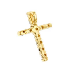 14K Yellow Gold Round Diamond Cross Pendant 0.33ct 14mm -Urban Jewels Shop 14k gold round diamond cross pendant 033ct p 26547 backye