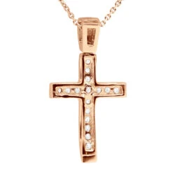 14K White Gold Round Diamond Cross Pendant 0.48ct -Urban Jewels Shop 14k gold round diamond cross pendant 048ct p 26519 back rose 20221011 20221027