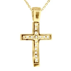 14K White Gold Round Diamond Cross Pendant 0.48ct -Urban Jewels Shop 14k gold round diamond cross pendant 048ct p 26519 back yellow 20221011 20221027