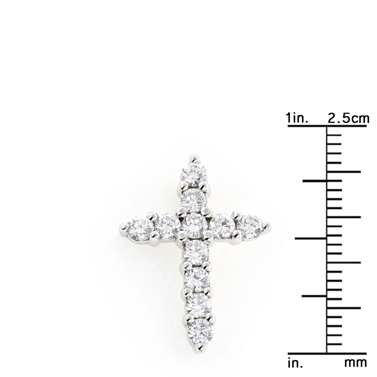 Small 14K White Gold Round Diamond Cross Pendant For Women 1 Carat 6 Small 14K White Gold Round Diamond Cross Pendant For Women 1 Carat - Image 6