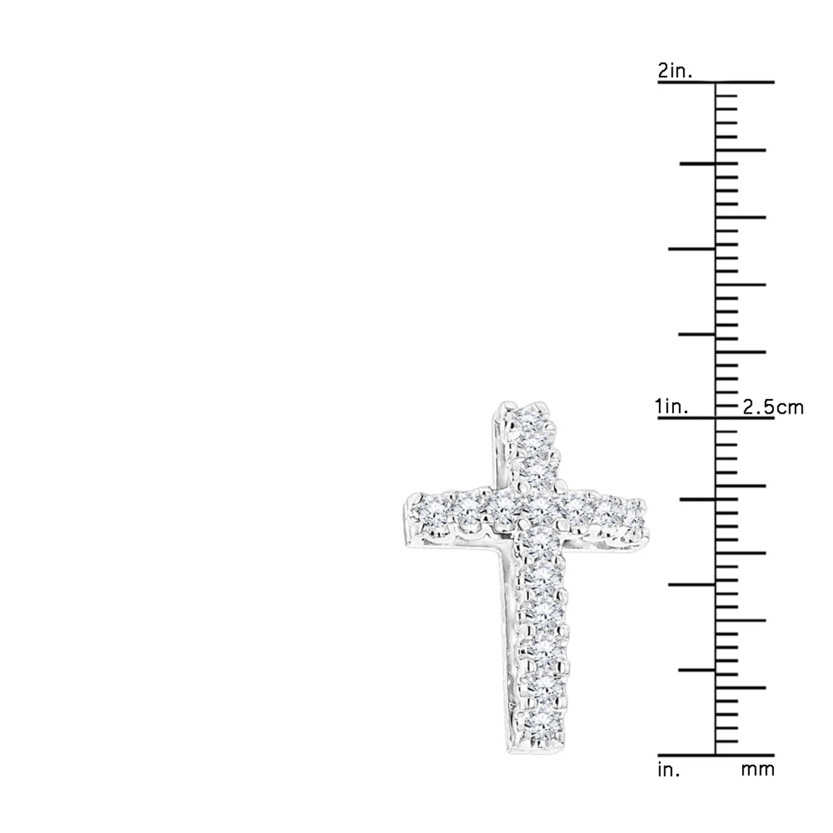 14K White Gold Round Diamond Cross Pendant 1.2ct 5 14K White Gold Round Diamond Cross Pendant 1.2ct - Image 5