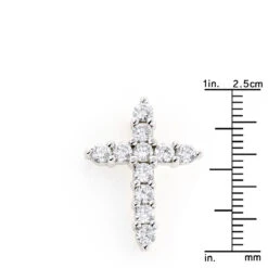 14K White Gold Round Diamond Cross Pendant 1.32ct 17.5mm -Urban Jewels Shop 14k gold round diamond cross pendant 132ct p 26508 rulerwh