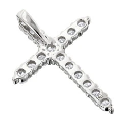 14K White Gold Round Diamond Cross Pendant 1.38ct -Urban Jewels Shop 14k gold round diamond cross pendant 138ct p 6570 backwh