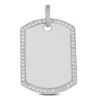 14K White Gold Round Diamond Dog Tag Pendant 1.36ct