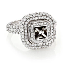 Halo 14K White Gold Round Diamond Engagement Ring Setting 2.40ct