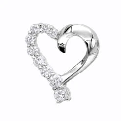 14K White Gold Round Diamond Floating Heart Pendant 1.50ct