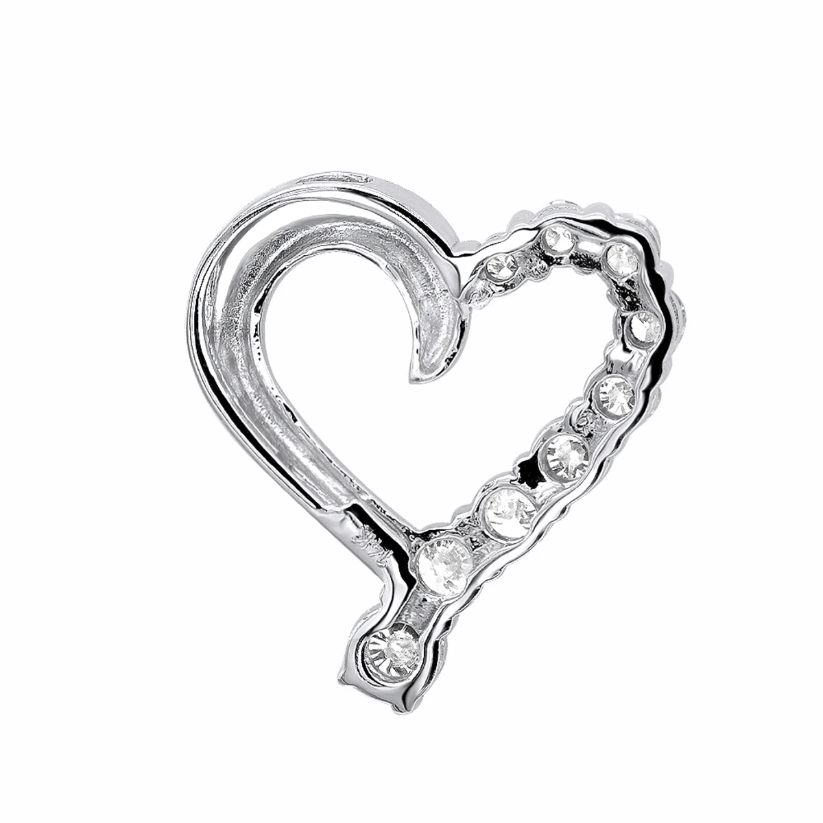 14K White Gold Round Diamond Floating Heart Pendant 1.50ct 4 14K White Gold Round Diamond Floating Heart Pendant 1.50ct - Image 4