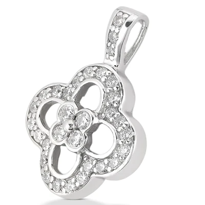 14K White Gold Round Diamond Floral Pendant 0.52ct 2 14K White Gold Round Diamond Floral Pendant 0.52ct - Image 2