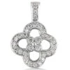 14K White Gold Round Diamond Floral Pendant 0.52ct