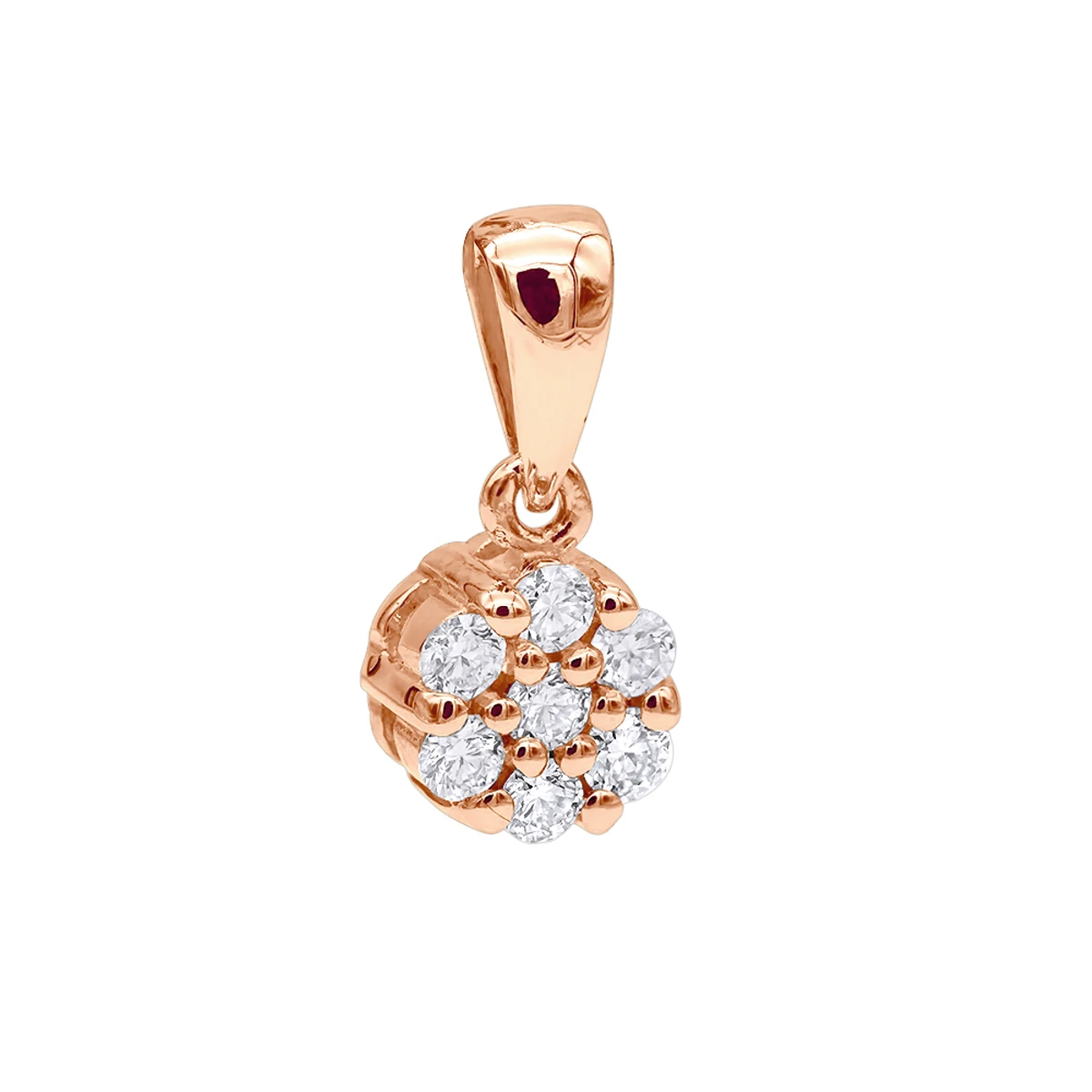 14K Rose Gold Round Diamond Flower Pendant For Women 0.25ct 1 14K Rose Gold Round Diamond Flower Pendant For Women 0.25ct