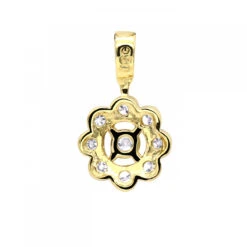 14K Yellow Gold Round Diamond Flower Pendant For Women 9 Stones 0.34ct -Urban Jewels Shop 14k gold round diamond flower pendant 034ct p 27284 backye