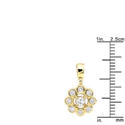 14K Yellow Gold Round Diamond Flower Pendant For Women 9 Stones 0.34ct -Urban Jewels Shop 14k gold round diamond flower pendant 034ct p 27284 rulerye