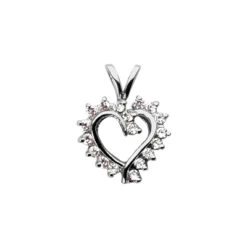 14K White Gold Round Diamond Heart Necklace 0.36ct