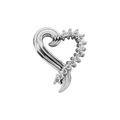 14K White Gold Unique Round Diamonds Heart Pendant 0.39ct 1 14K White Gold Unique Round Diamonds Heart Pendant 0.39ct