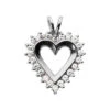 14K White Gold Round Diamond Heart Necklace 0.88ct