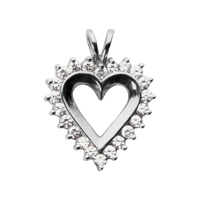 14K White Gold Round Diamond Heart Necklace 0.88ct 1 14K White Gold Round Diamond Heart Necklace 0.88ct
