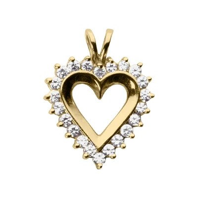 14K White Gold Round Diamond Heart Necklace 0.88ct 2 14K White Gold Round Diamond Heart Necklace 0.88ct - Image 2