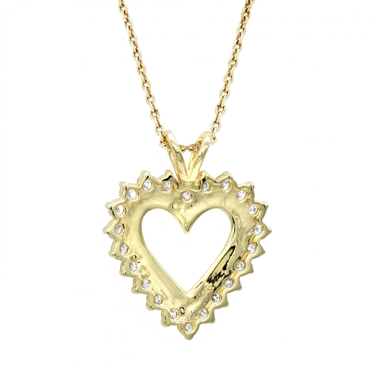 14K Yellow Gold Round Diamond Heart Necklace 1.76ct 4 14K Yellow Gold Round Diamond Heart Necklace 1.76ct - Image 4