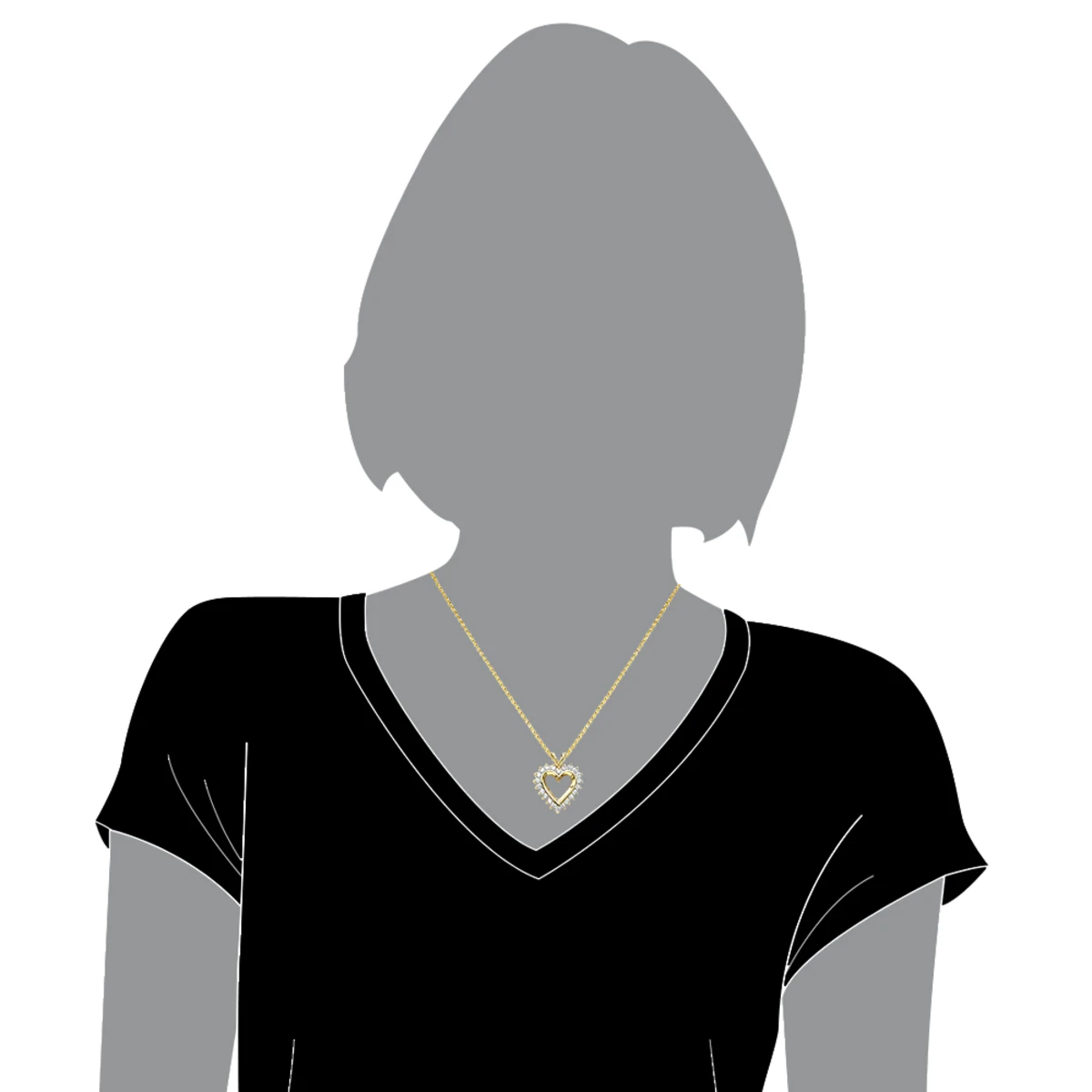 14K Yellow Gold Round Diamond Heart Necklace 1.76ct 5 14K Yellow Gold Round Diamond Heart Necklace 1.76ct - Image 5