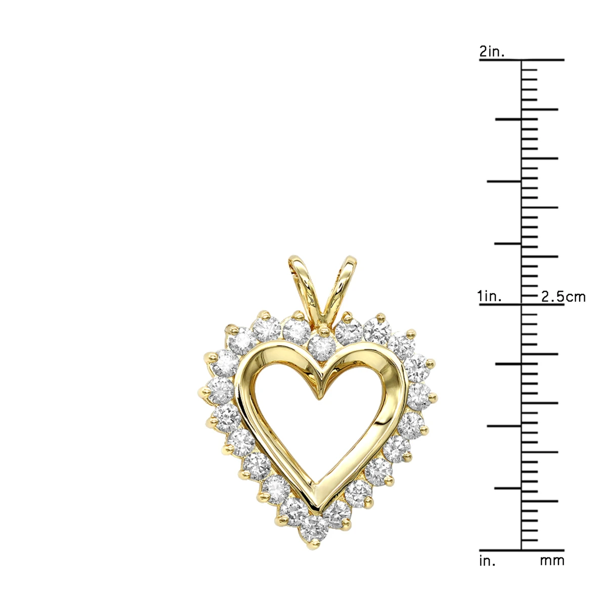 14K Yellow Gold Round Diamond Heart Necklace 1.76ct 6 14K Yellow Gold Round Diamond Heart Necklace 1.76ct - Image 6