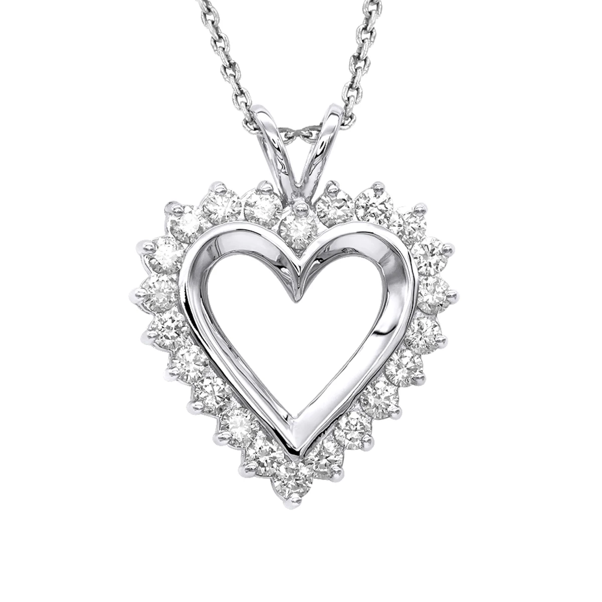 14K Yellow Gold Round Diamond Heart Necklace 1.76ct 2 14K Yellow Gold Round Diamond Heart Necklace 1.76ct - Image 2