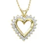 14K Yellow Gold Round Diamond Heart Necklace 1.76ct