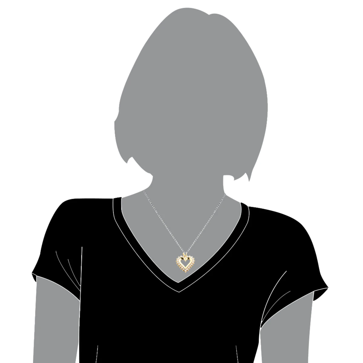 14K Yellow Gold Round Diamond Heart Necklace 2.64ct 5 14K Yellow Gold Round Diamond Heart Necklace 2.64ct - Image 5