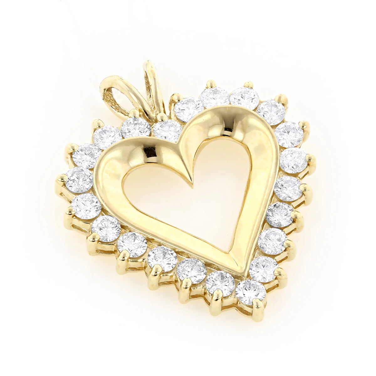 14K Yellow Gold Round Diamond Heart Necklace 2.64ct 1 14K Yellow Gold Round Diamond Heart Necklace 2.64ct