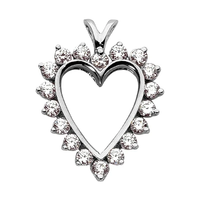 14K White Gold Round Diamond Heart Necklace 3.06ct 1 14K White Gold Round Diamond Heart Necklace 3.06ct