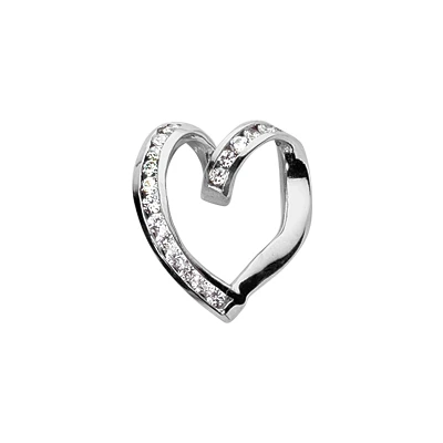 14K White Gold Round Diamond Heart Pendant 0.27ct 1 14K White Gold Round Diamond Heart Pendant 0.27ct