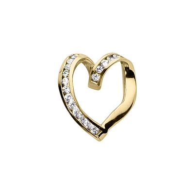 14K White Gold Round Diamond Heart Pendant 0.27ct 2 14K White Gold Round Diamond Heart Pendant 0.27ct - Image 2