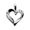 14K White Gold Channel Set Diamonds Heart Pendant 0.40ct