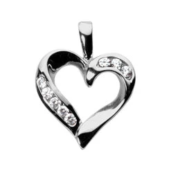 14K White Gold Channel Set Diamonds Heart Pendant 0.40ct