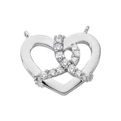 14K White Gold Round Diamonds Designer Heart Shape Pendant 0.42ct