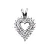 14K White Gold Round Diamond Heart Pendant 0.45ct 25.75mm
