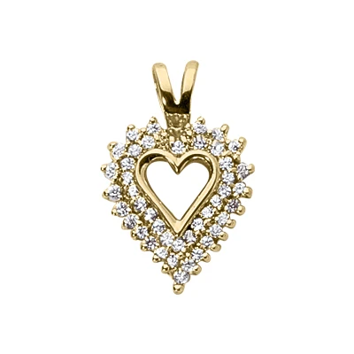14K White Gold Round Diamond Heart Pendant 0.45ct 25.75mm 2 14K White Gold Round Diamond Heart Pendant 0.45ct 25.75mm - Image 2